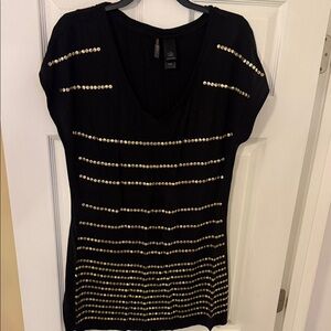 Bisou Bisou Black Top with Gold Accents